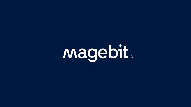 Magebit logo in white on Space Blue
