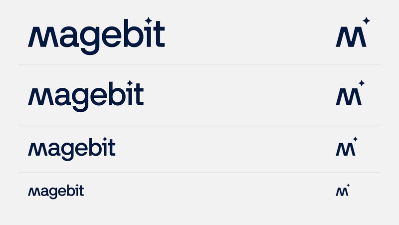Magebit wordmark shown at decreasing scales